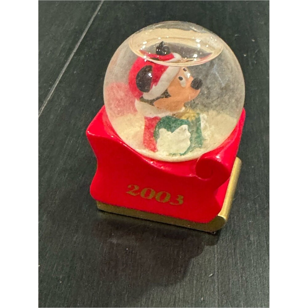 Vintage 2003 Mickey Mouse Mini Christmas Snow Globe J.C. Penney